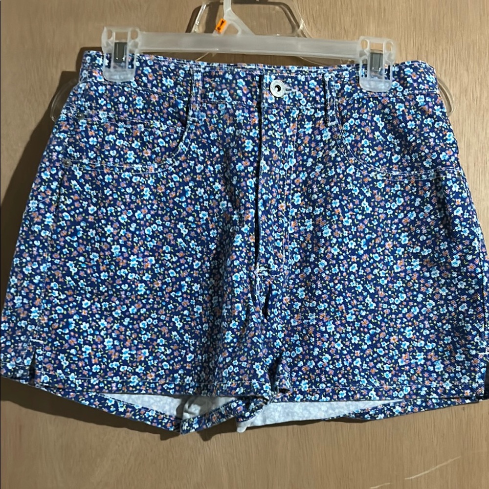 Xhilaration Blue Floral Cotton Shorts